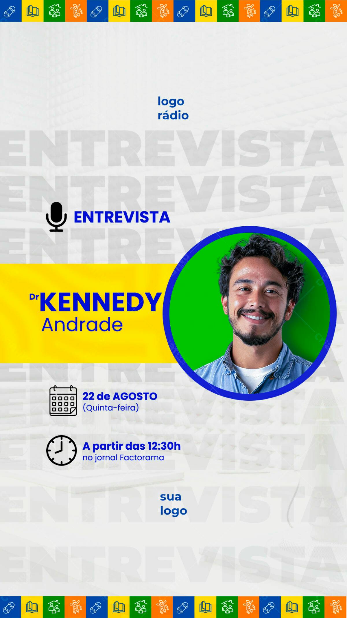 Flyer para Entrevista Rádio PSD Editável