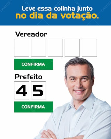 Eleições santinho colinha prefeito campanha eleitoral psd editável