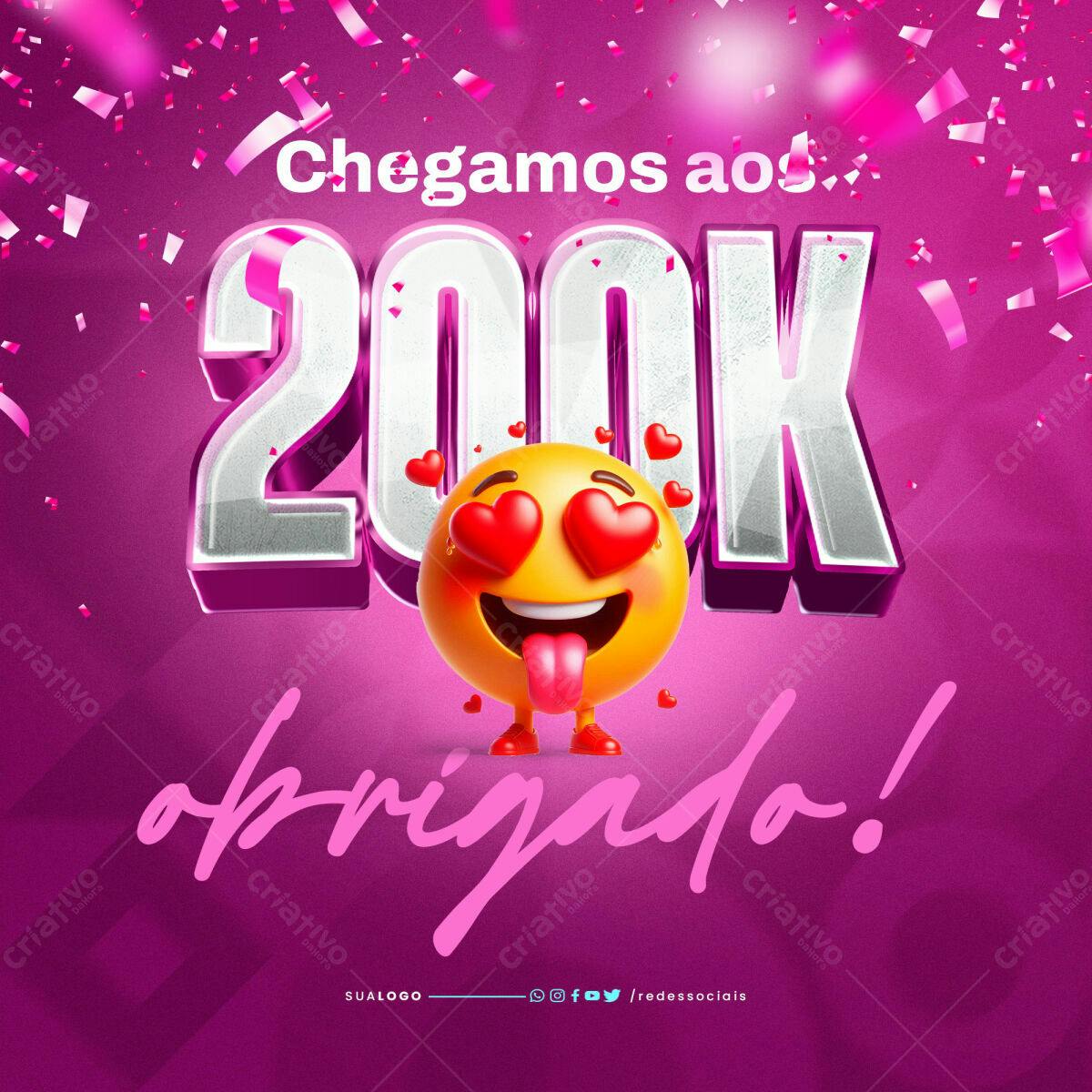Postagem 200K Seguidores Redes Sociais PSD Editável