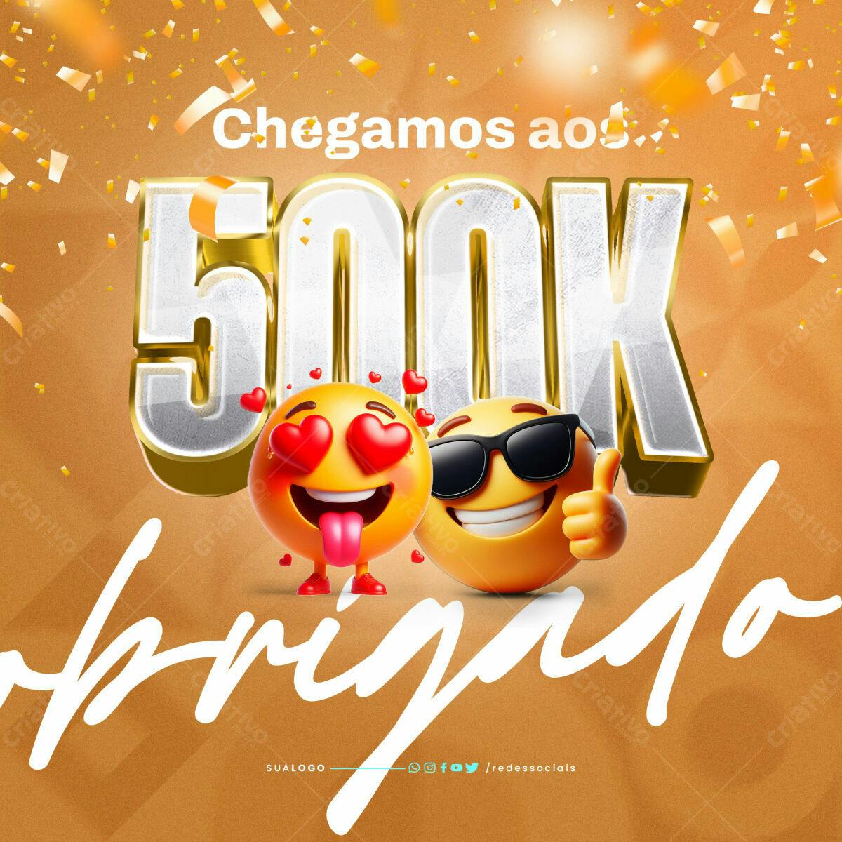 Flyer Agradecimento 500k Seguidores PSD Editável