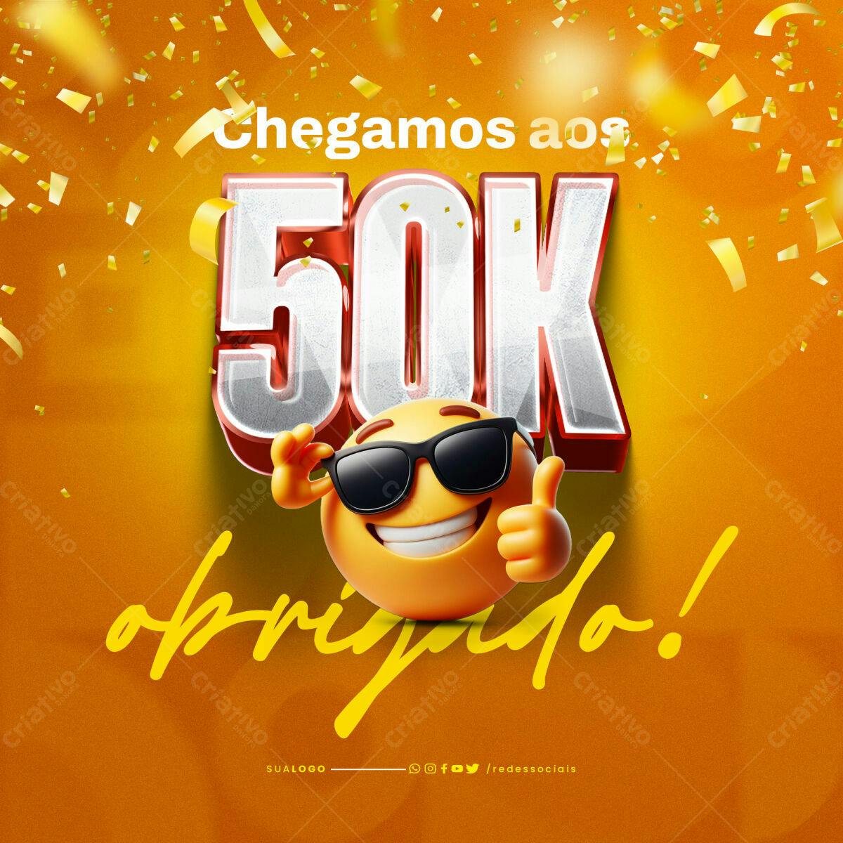 Postagem 50K Seguidores Redes Sociais PSD Editável