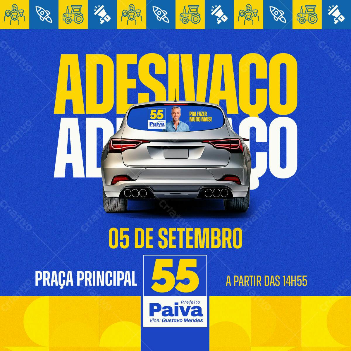 Adesivo de Carro para Campanha Política PSD Editável