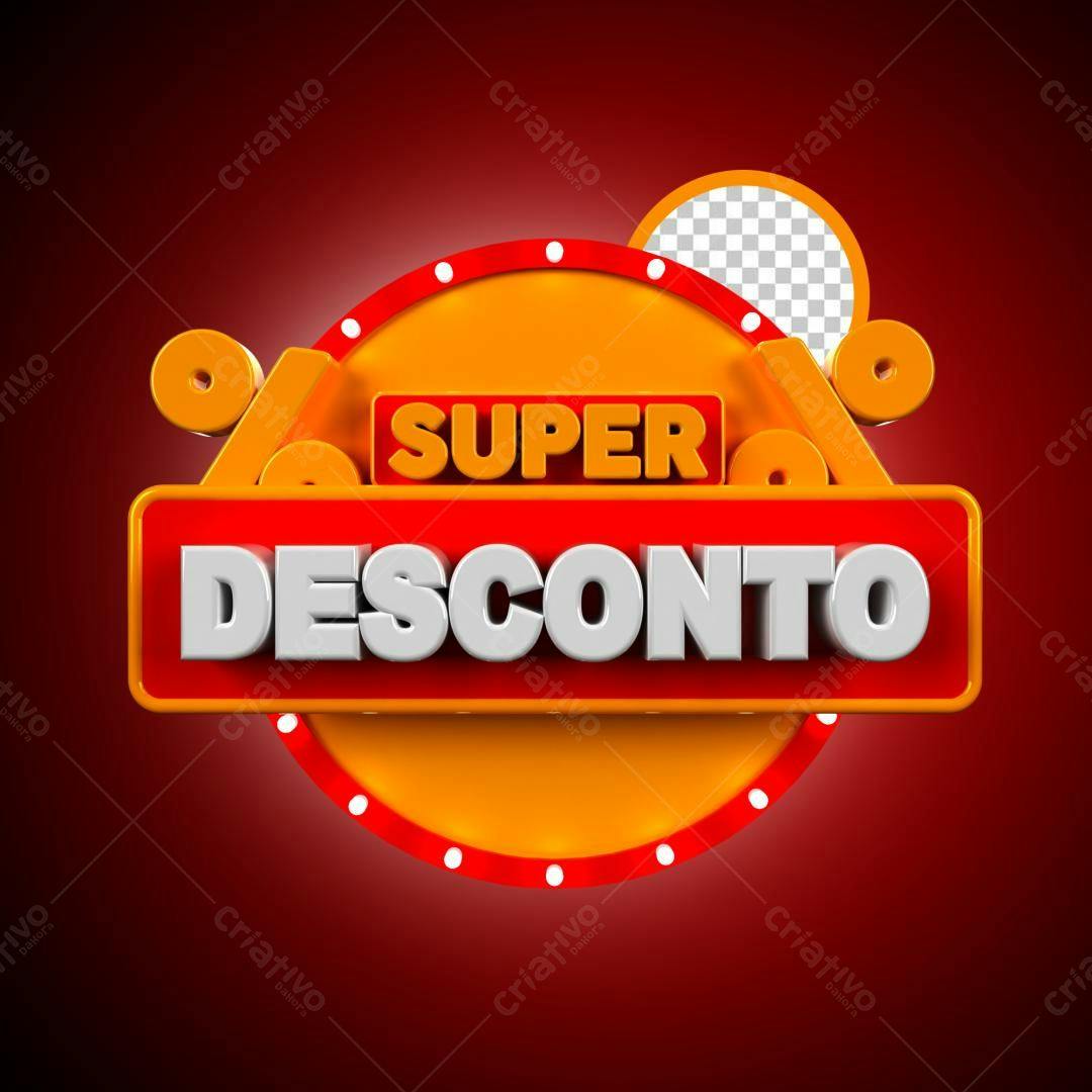 Selo 3D promocional laranja e vermelho