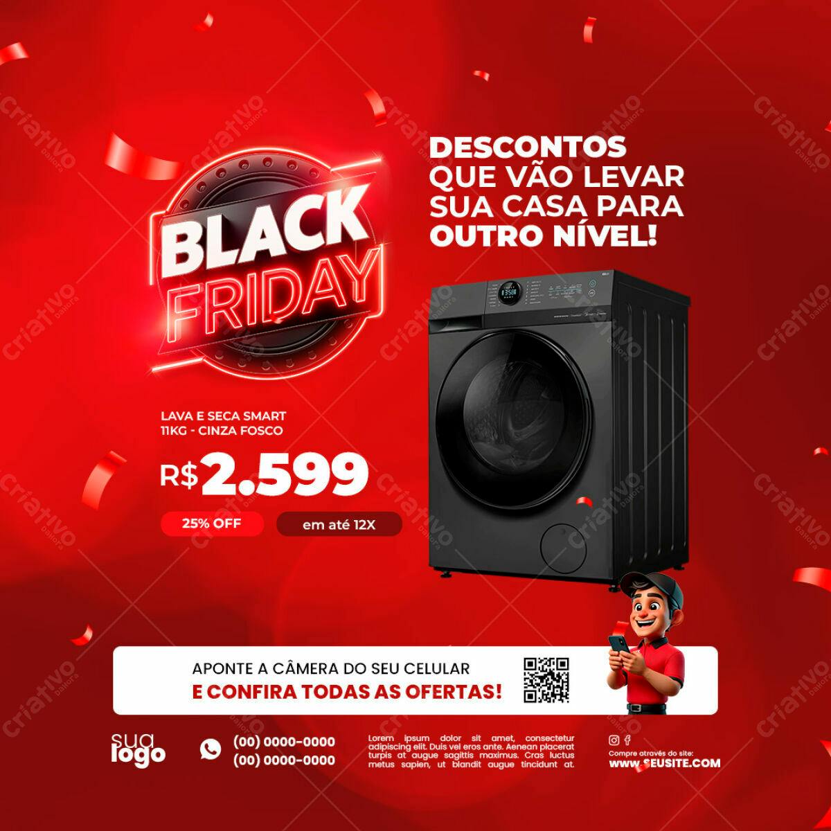 Banner Black Friday Lava e Seca PSD Editável