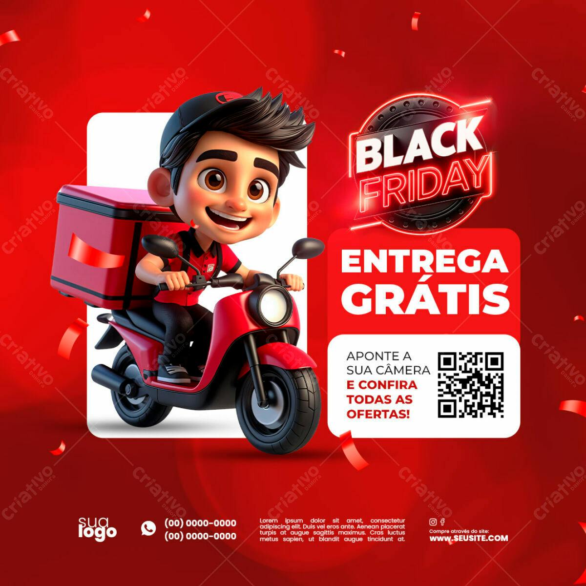 Flyer Black Friday Entrega Grátis PSD Editável