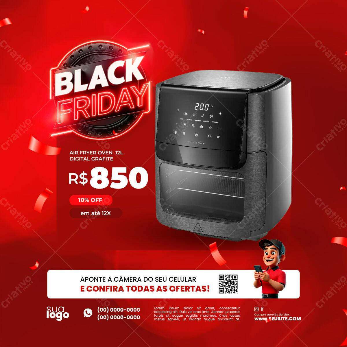 Flyer Black Friday Air Fryer PSD Editável