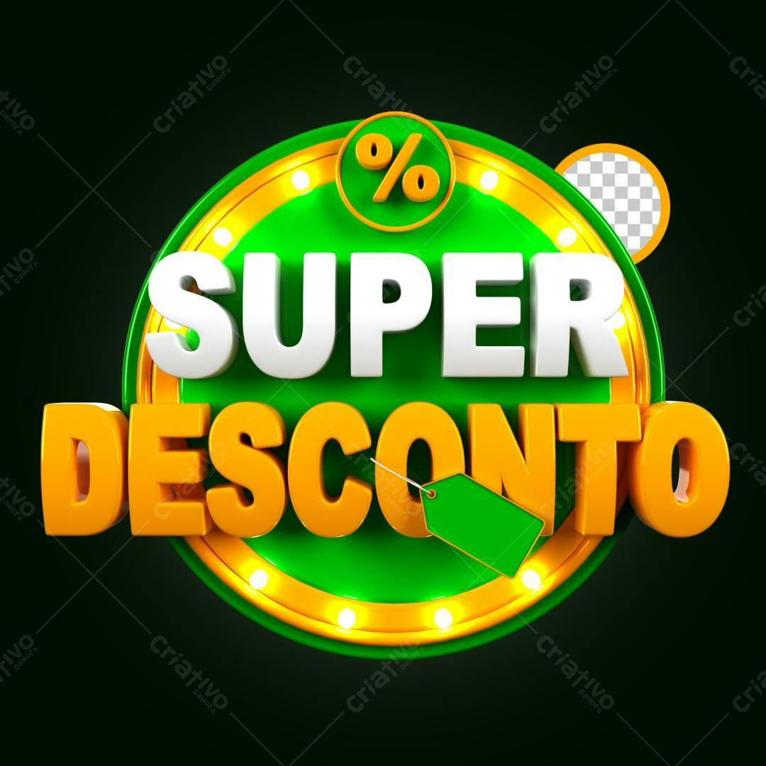 Selo 3D promocional verde e laranja brilhante