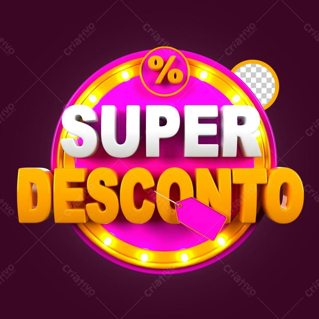 Selo 3D promocional rosa e dourado estilo retrô