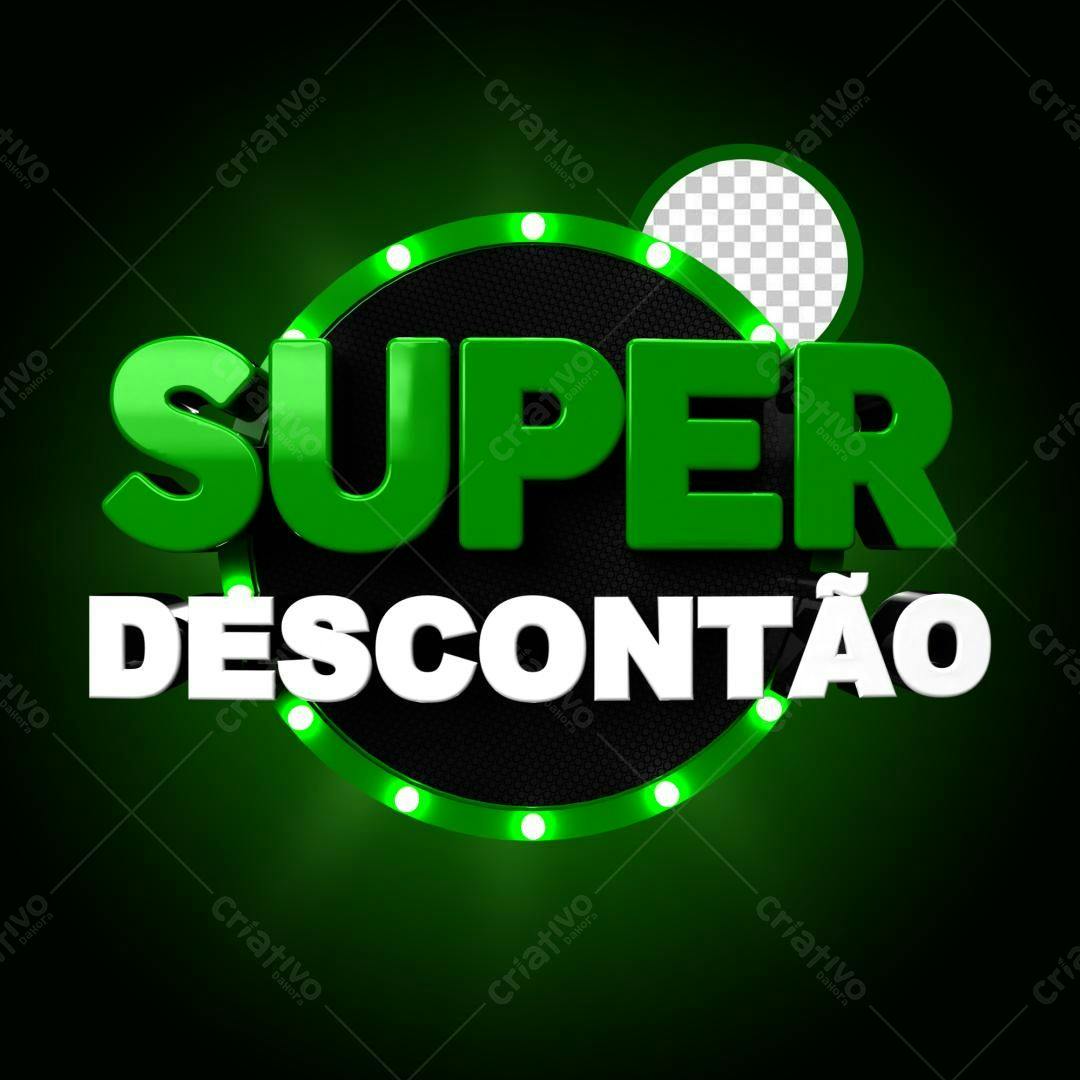 Selo 3D promocional verde e branco brilhante