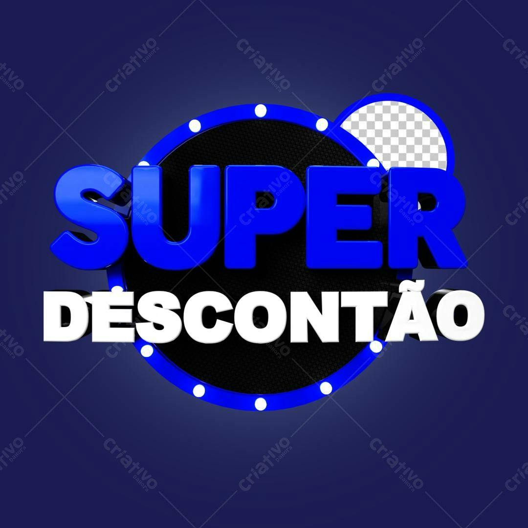 Selo 3D promocional azul e branco 3D