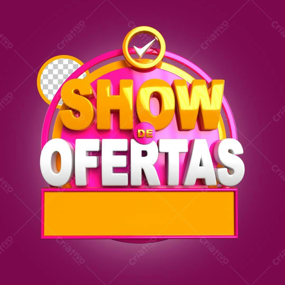 Selo 3D promocional rosa e laranja brilhante