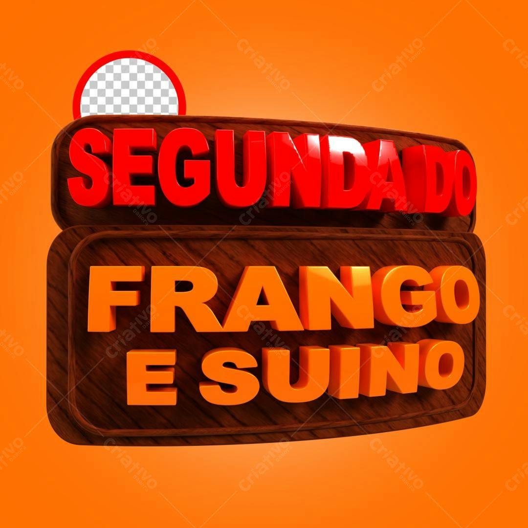 Selo 3D promocional madeira vermelho e laranja