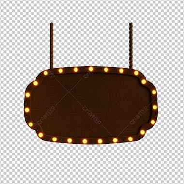 Placa pendura com luz madeira