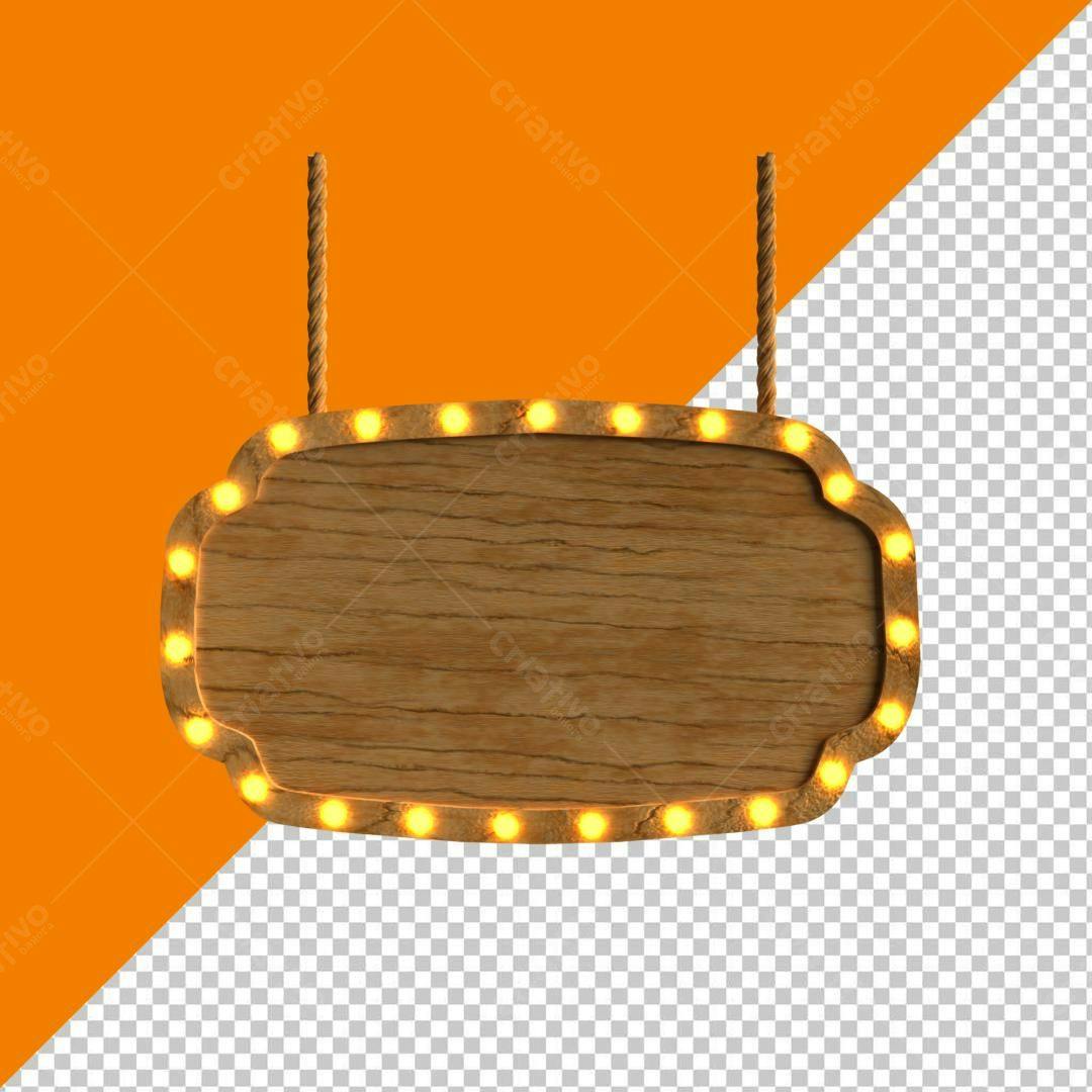 Selo 3D de madeira vintage com luzes amarelas