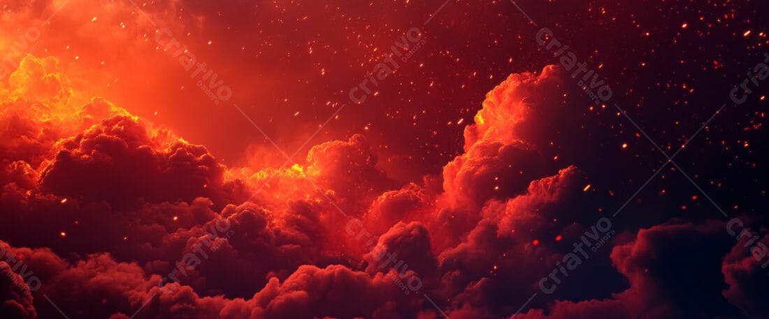 Nuvens incandescentes céu vermelho