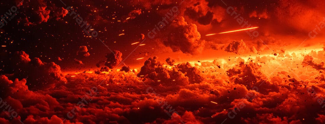 Chuva de meteoros infernal céu vermelho