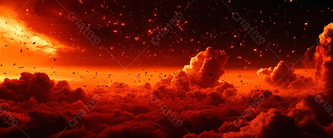 Nuvens Vermelhas Inferno Aves