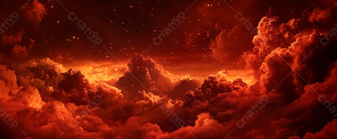 Nuvens avermelhadas e céu noturno