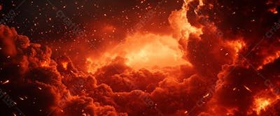 Imagem De Fundo Explosão No Céu Nuvens Escura Com Faíscas