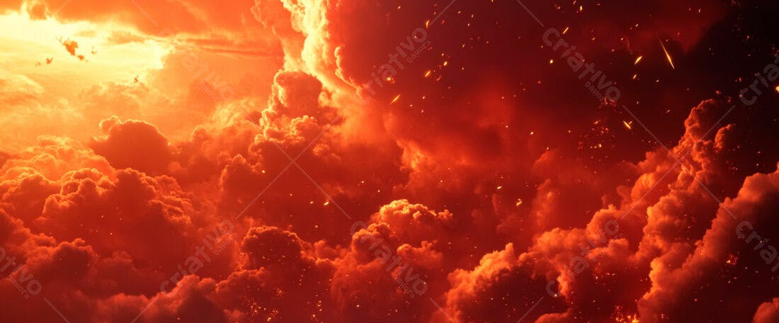 Nuvens avermelhadas céu apocalíptico