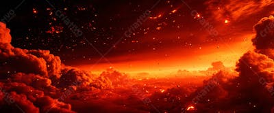 Imagem De Fundo Explosão No Céu Nuvens Escura Com Faíscas