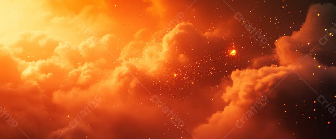 Nuvens alaranjadas com faíscas