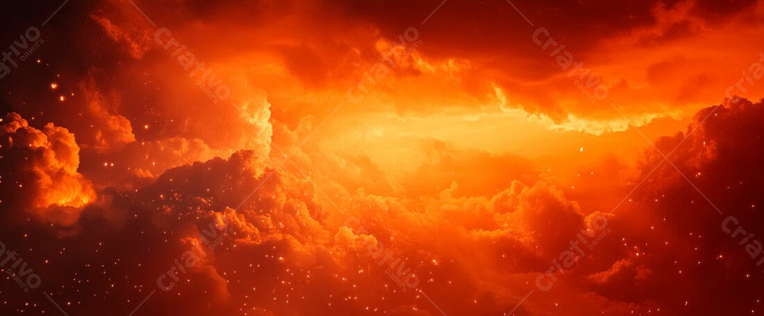 Nuvens alaranjadas em céu crepuscular