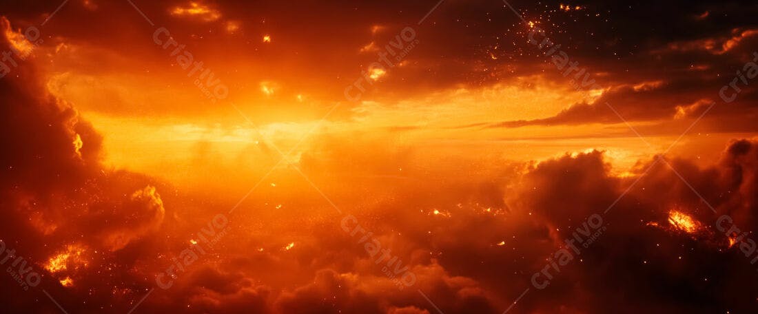 Céu Laranja Fogo Crepúsculo