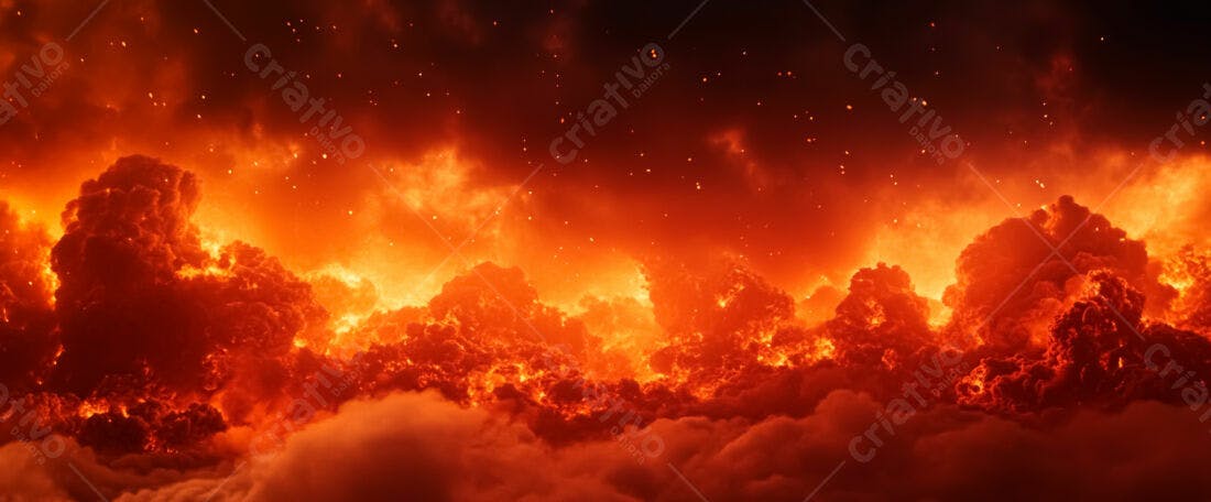 Nuvens de fogo infernal paisagem abstrata