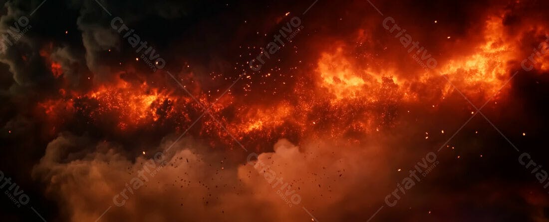 Chamas infernais em explosão noturna