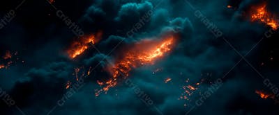 Imagem De Fundo Explosão No Céu Nuvens Escura Com Faíscas