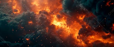 Imagem De Fundo Explosão No Céu Nuvens Escura Com Faíscas