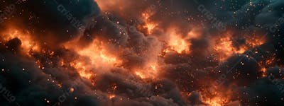 Imagem De Fundo Explosão No Céu Nuvens Escura Com Faíscas