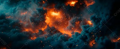 Imagem De Fundo Explosão No Céu Nuvens Escura Com Faíscas