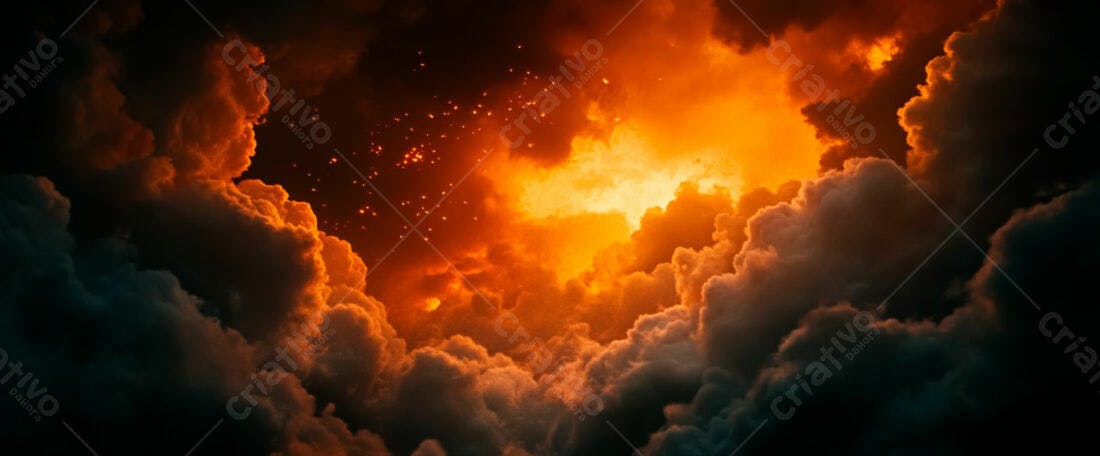 Nuvens laranja e escuras em céu dramático