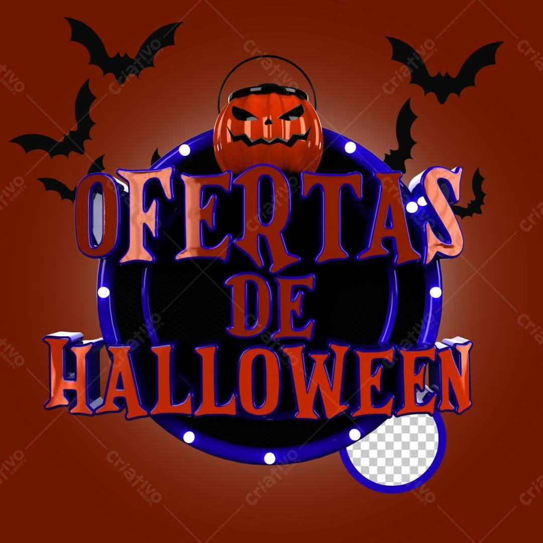 Selo 3D Promocional Halloween Vermelho e Azul