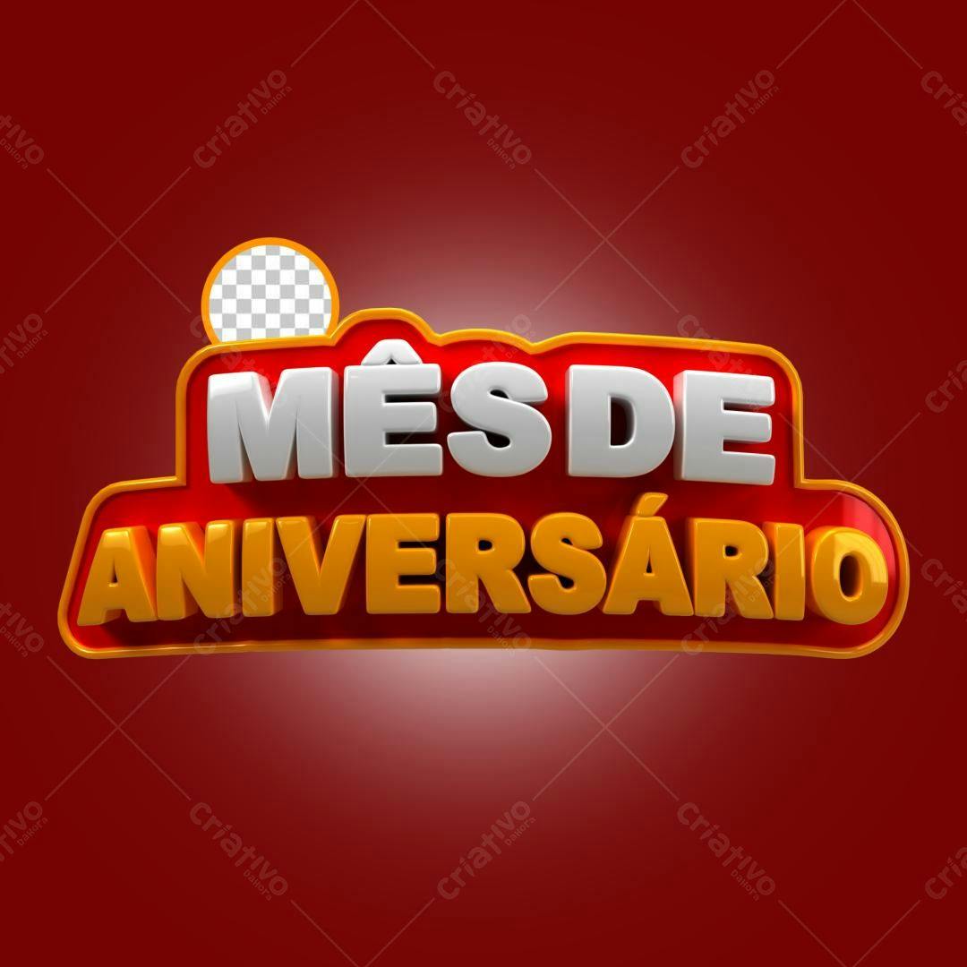 Selo 3D comemorativo aniversário vermelho e amarelo