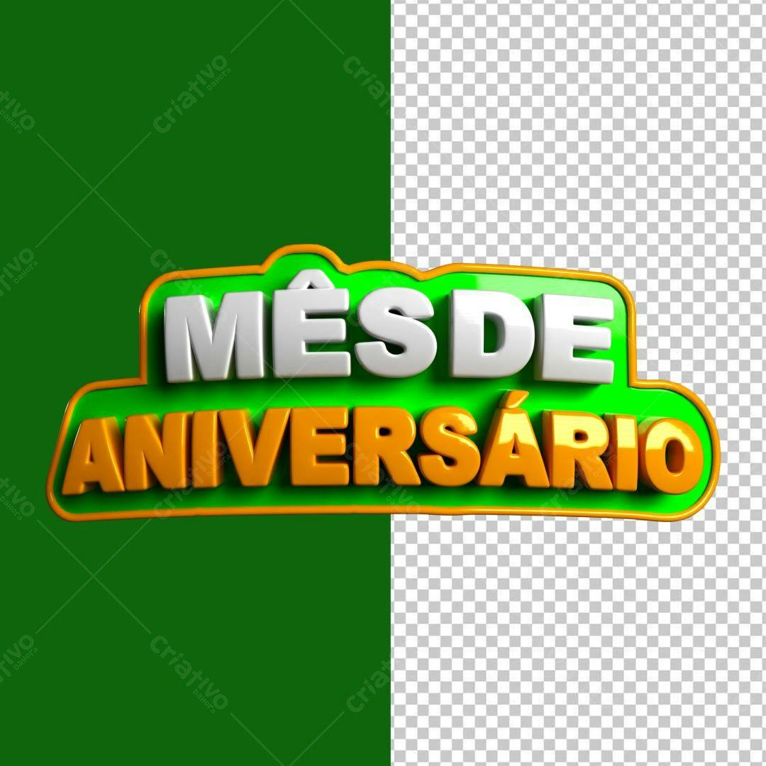 Selo 3D promocional aniversário verde e laranja