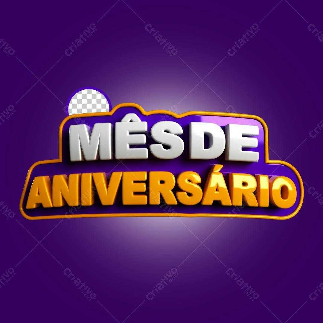 Selo 3D promocional aniversário roxa e amarela