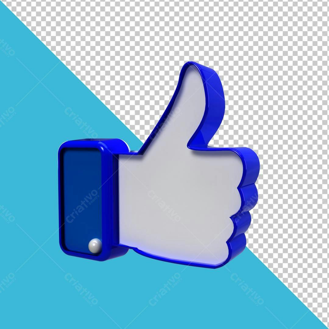 Selo 3D curtida azul e branco estilo cartoon