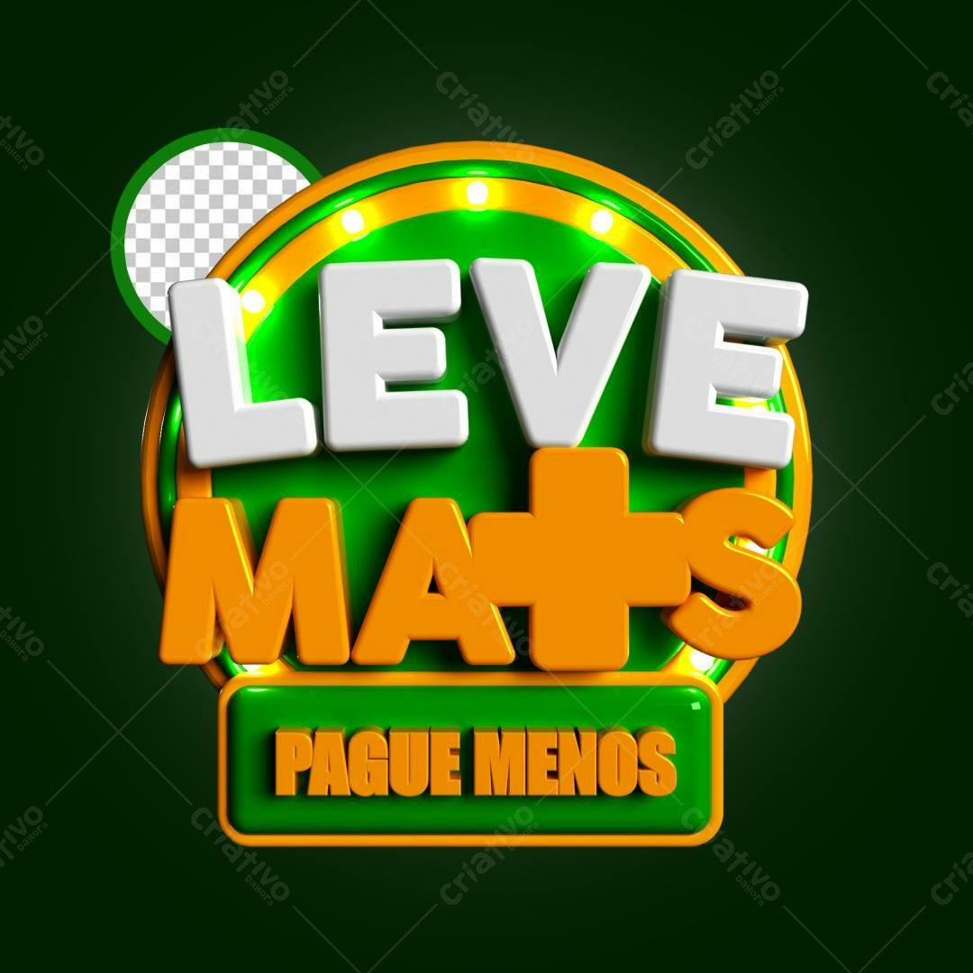 Selo 3D promocional verde e laranja brilhante