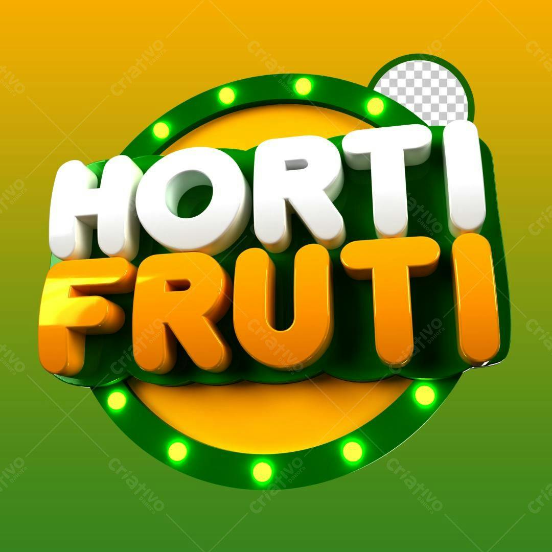 Selo 3D promocional frutas branco laranja e verde