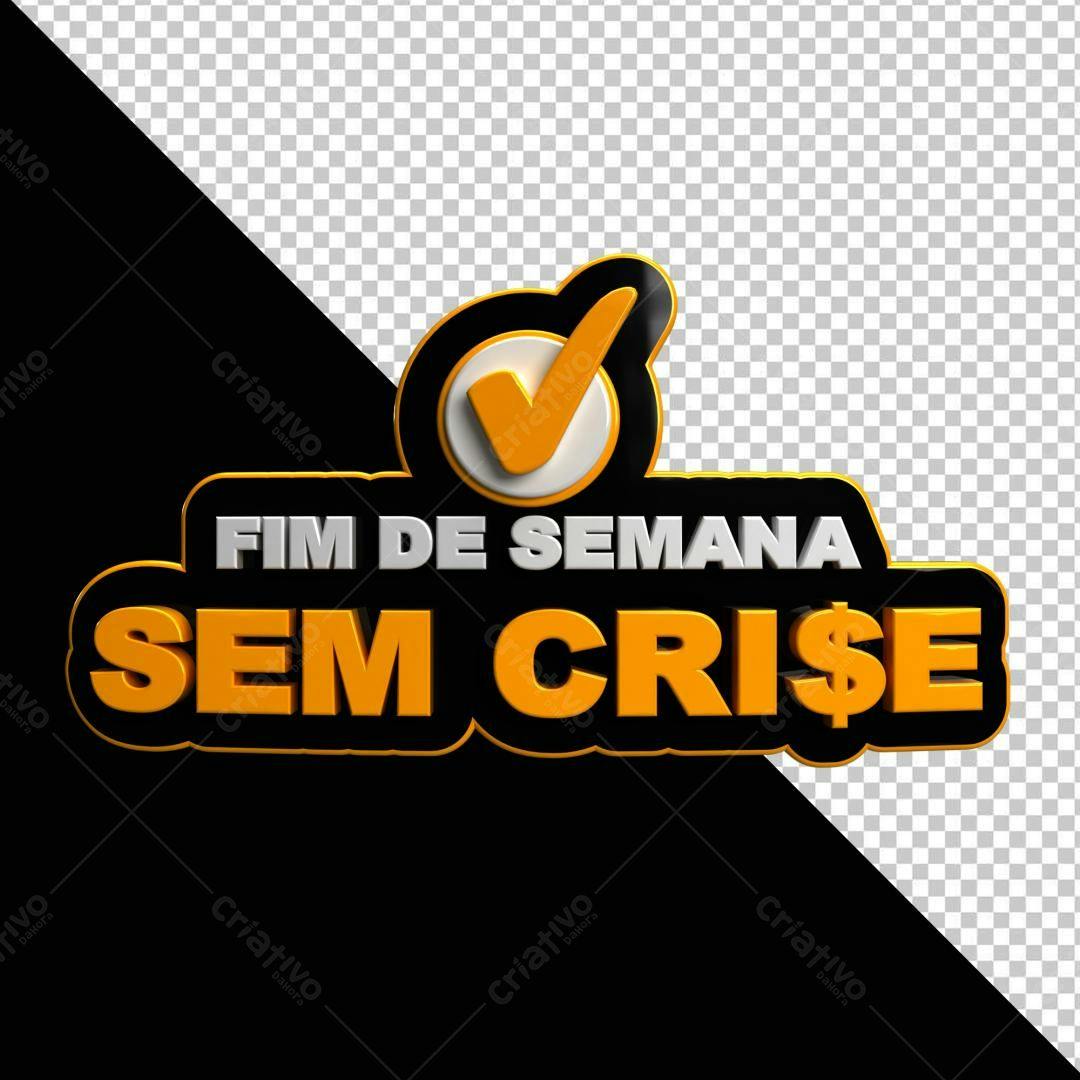 Selo 3D promocional fim de semana laranja e preto