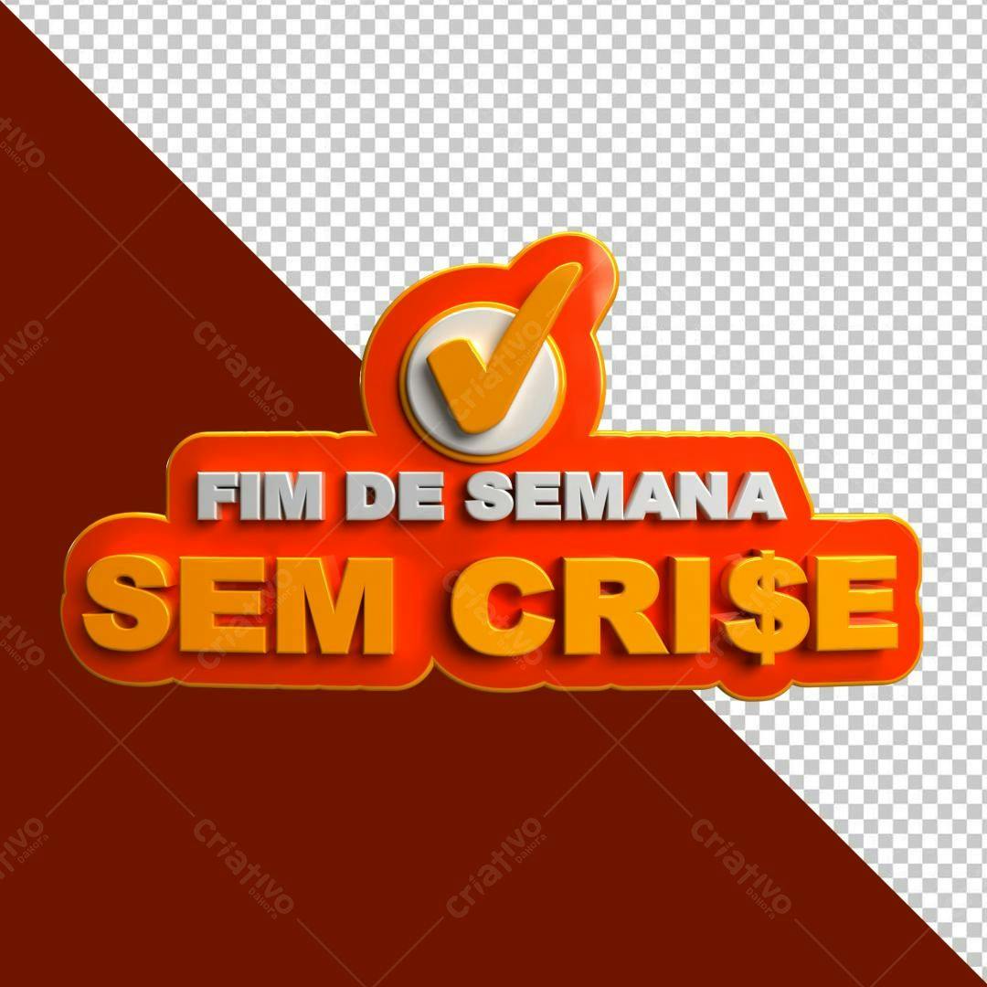 Selo 3D promocional fim de semana laranja e dourado