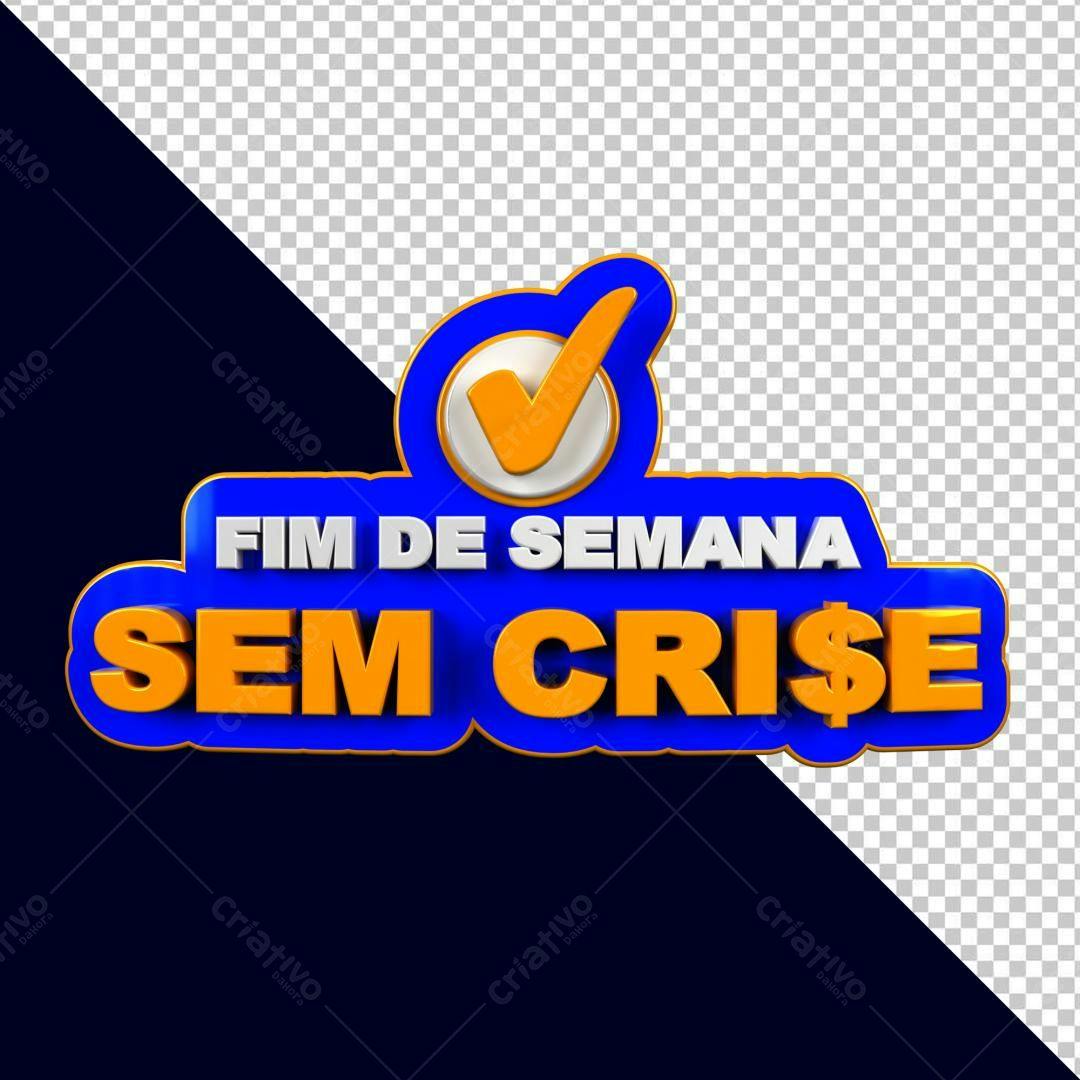 Selo 3D promocional azul e laranja Weekend