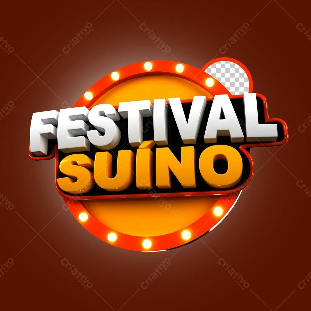 Selo 3D evento promocional laranja e branco