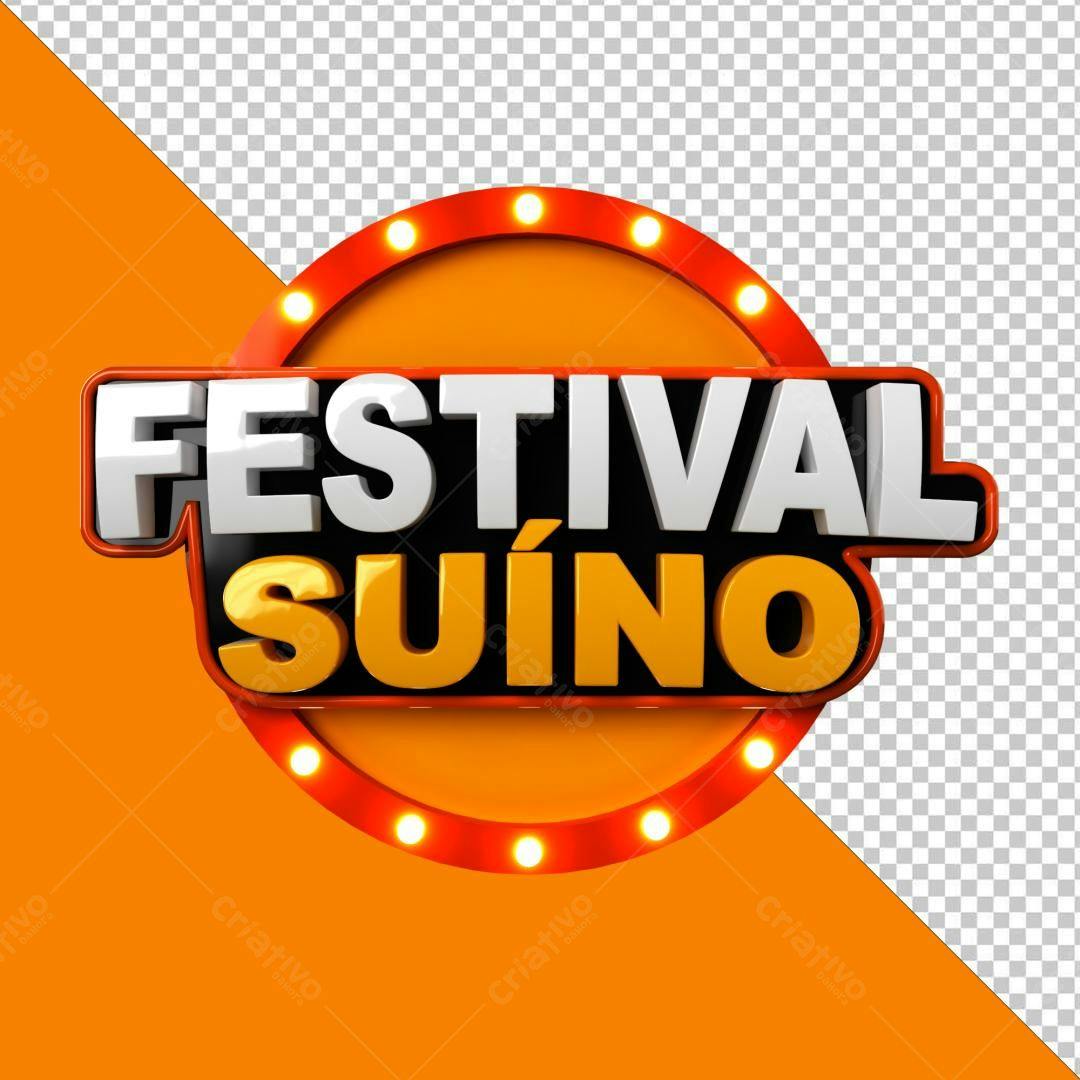 Selo 3D evento promocional laranja e branco