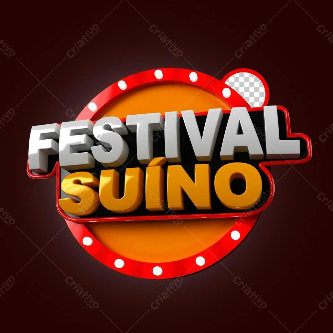 Selo 3D evento promocional laranja e branco