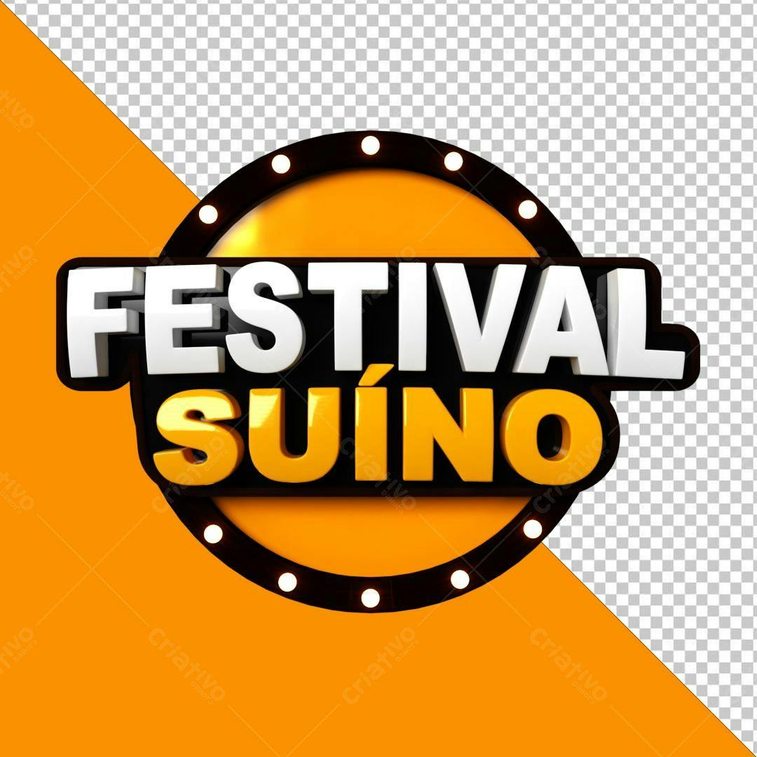 Selo 3D evento promocional laranja e preto