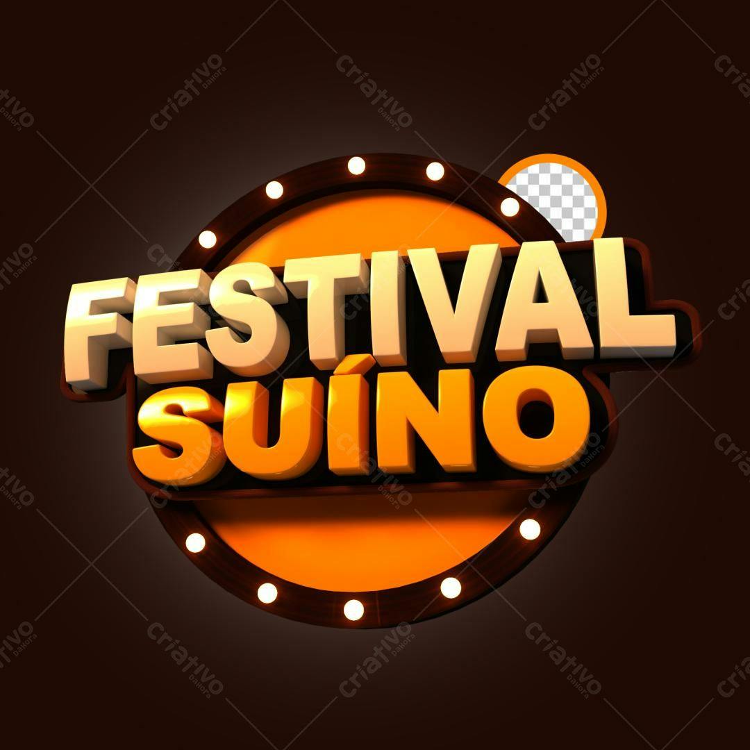 Selo 3D evento promocional laranja e branco